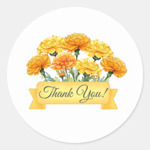 Sticker Rond Fleurs de Marigold Merci Floral