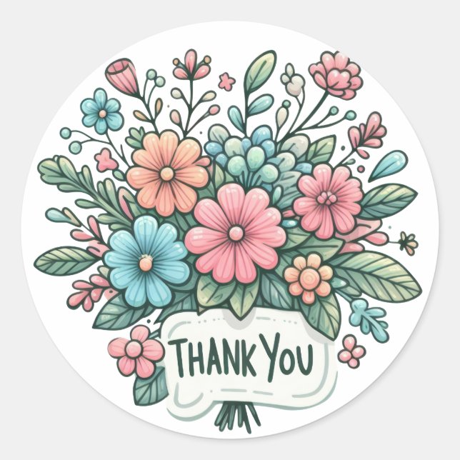 Sticker Rond Fleurs de Merci (Devant)