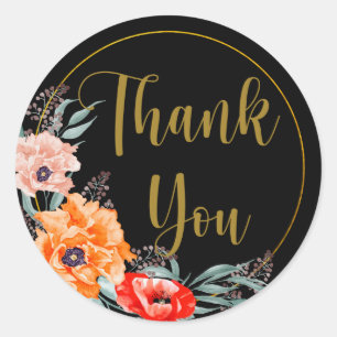 Sticker Rond Fleurs de Merci noir