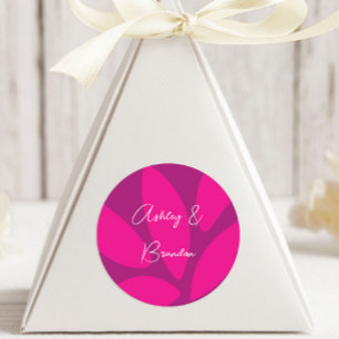 Sticker Rond Fleurs de Mode Pétales Botaniques Fuchsia Baby Sho