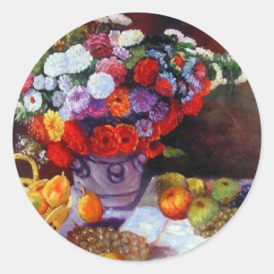 Sticker Rond Fleurs de Monet et fruits