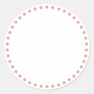 Sticker Rond Fleurs de neige rouge blanc mignonne frontière bla