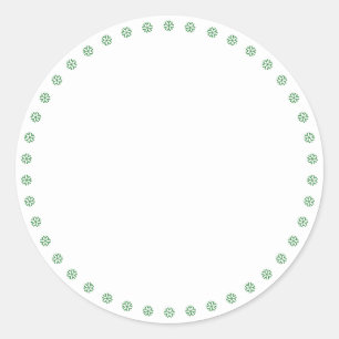 Sticker Rond Fleurs de neige vert blanc mignon frontière blanc