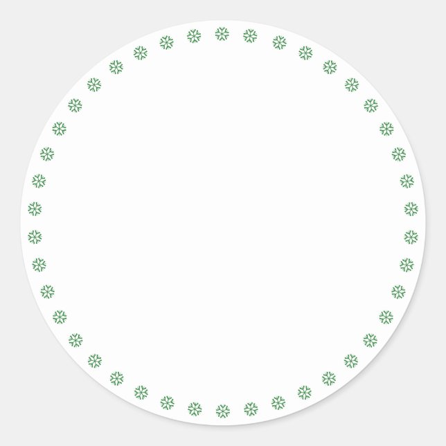 Sticker Rond Fleurs de neige vert blanc mignon frontière blanc  (Devant)