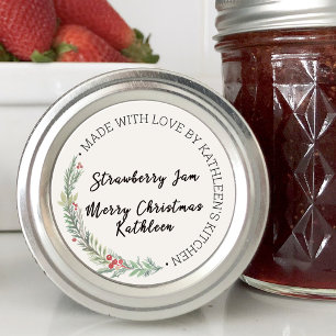 Sticker Rond Fleurs de Noël Réalisées avec Amour Blank