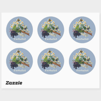 Sticker Rond Fleurs de petite camomille et sureau d'herboriste