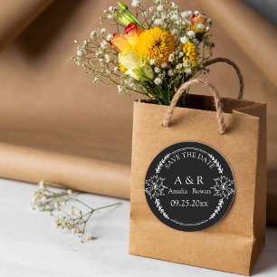 Sticker Rond Fleurs de prairie Mariage Enregistrer la date