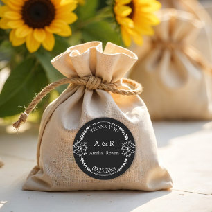 Sticker Rond Fleurs de prairie Mariage Faveur Merci