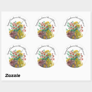 Sticker Rond Fleurs de prairie sauvages répandre la gentillesse