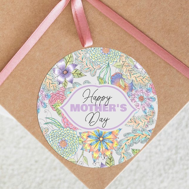 Sticker Rond Fleurs de Printemps et Fête des Mères verdoyantes (Créateur téléchargé)
