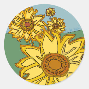 Sticker Rond Fleurs de soleil