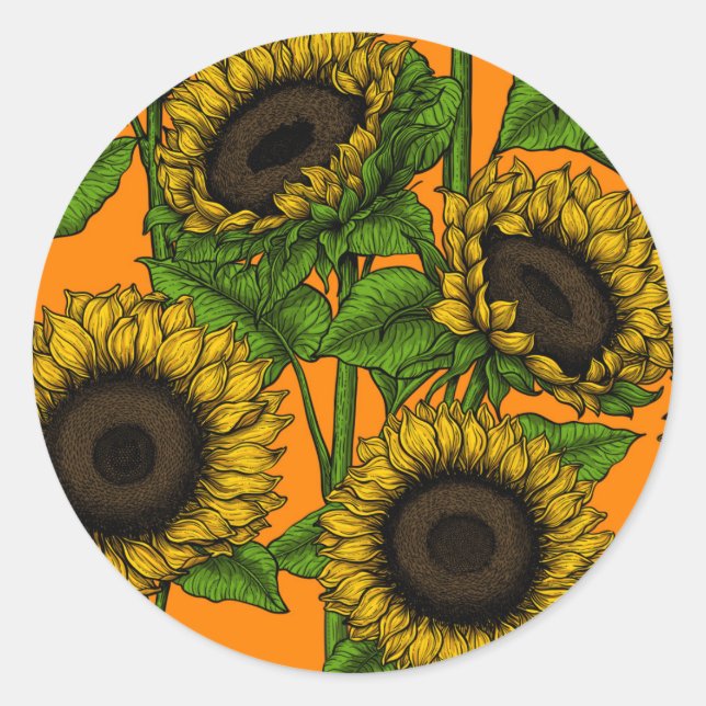 Sticker Rond Fleurs de soleil (Devant)