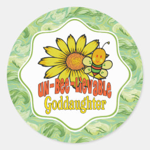 Sticker Rond Fleurs de soleil et abeilles incroyables Godgirl
