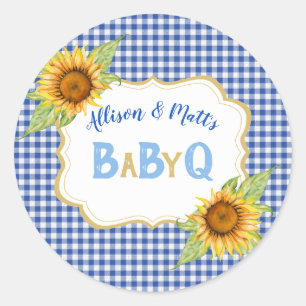 Sticker Rond Fleurs de soleil Pays Bleu chèque BBQ bébé