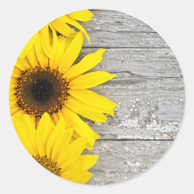 Sticker Rond Fleurs de soleil sur une table (Devant)