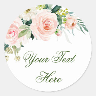 Sticker Rond Fleurs de teinte rose verdure florale personnalisé