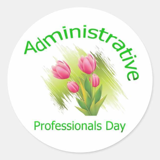 Sticker Rond Fleurs de tulipes Journée des professionnels admin (Devant)
