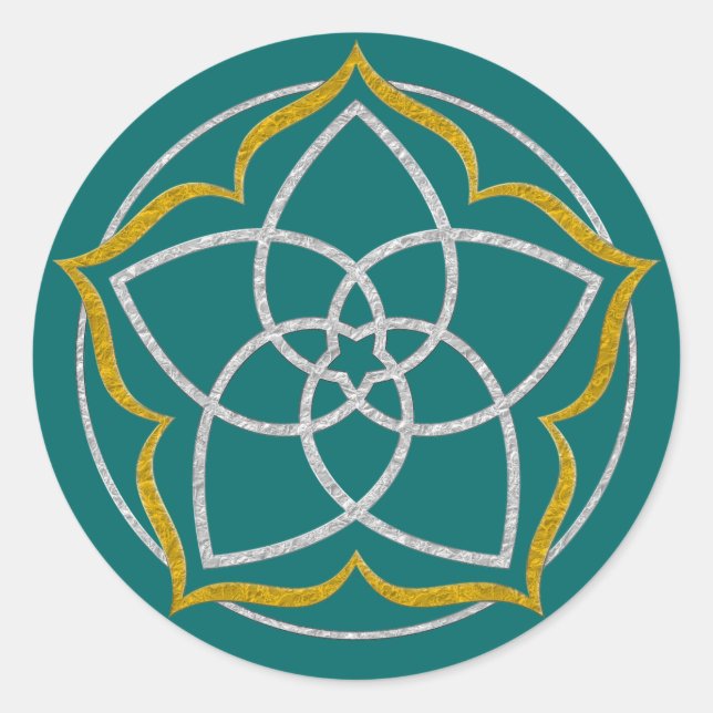 Sticker Rond FLEURS DE VENUS / Vénusblume Lotus SILVER OR (Devant)