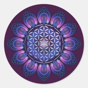 Sticker Rond FLEURS DE VIE / Blume des Lebens - Mandala II