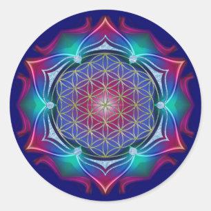 Sticker Rond FLEURS DE VIE / Blume des Lebens - Mandala IV