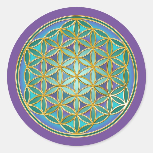 Sticker Rond FLEURS DE VIE - Géométrie Sacrée Design 1 (Devant)