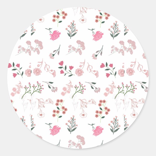 Sticker Rond Fleurs délicates assorties en Motif (Devant)