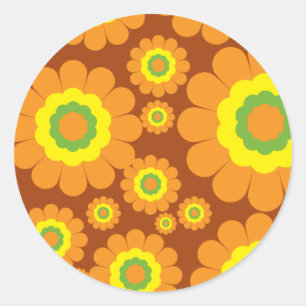 Sticker Rond Fleurs des années 70 super