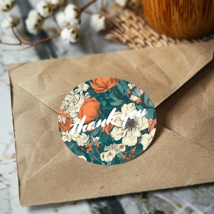 Sticker Rond Fleurs d'été merci