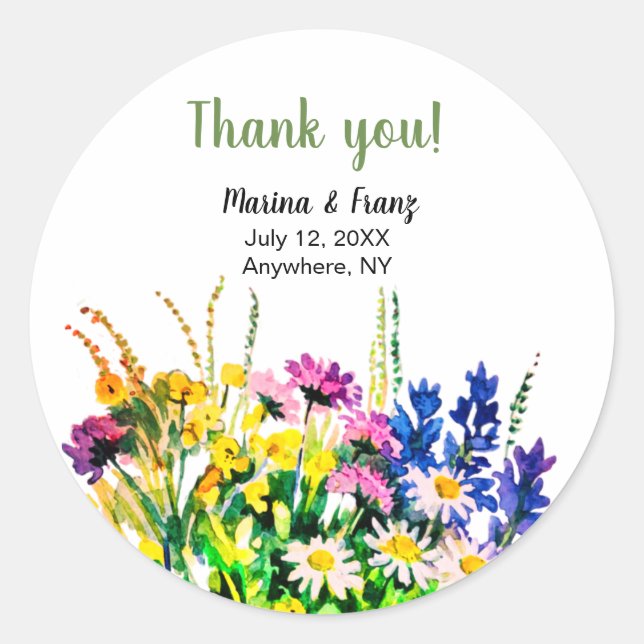 Sticker Rond Fleurs d'été sauvages (Devant)