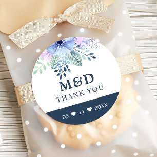 Sticker Rond Fleurs d'hiver rustiques Mariage Remerciements Nav