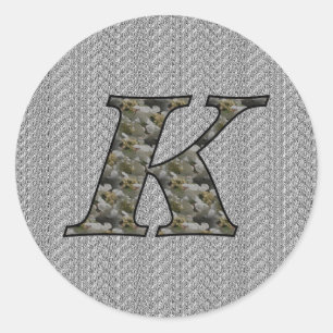 Sticker Rond Fleurs d'hortensia à initiale de monogramme K