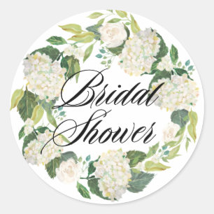 Sticker Rond Fleurs d'Hydrangée Blanche Fête des mariées de cou