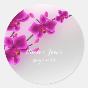 Sticker Rond Fleurs d'orchidée Favori de mariage floral élégant