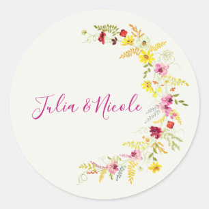 Sticker Rond Fleurs d'orchidées violettes roses Mariage de cour