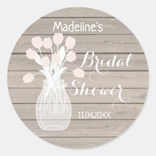 Sticker Rond Fleurs en bocal sur Fête des mariées bois