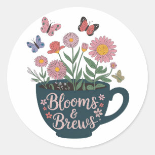 Sticker Rond Fleurs et brasseries Conception - Graphique floral
