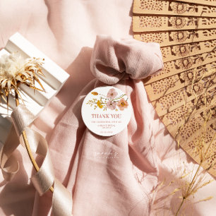 Sticker Rond Fleurs Fantaisistes et Sauvages, Fleurs Bohèmes