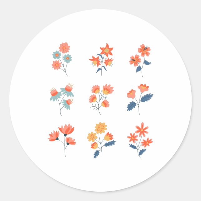 Sticker Rond Fleurs fleurs sauvages Botanique (Devant)