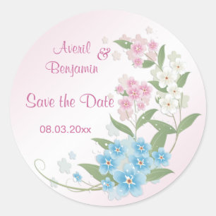 Sticker Rond Fleurs florales Mariage Enregistrer la date