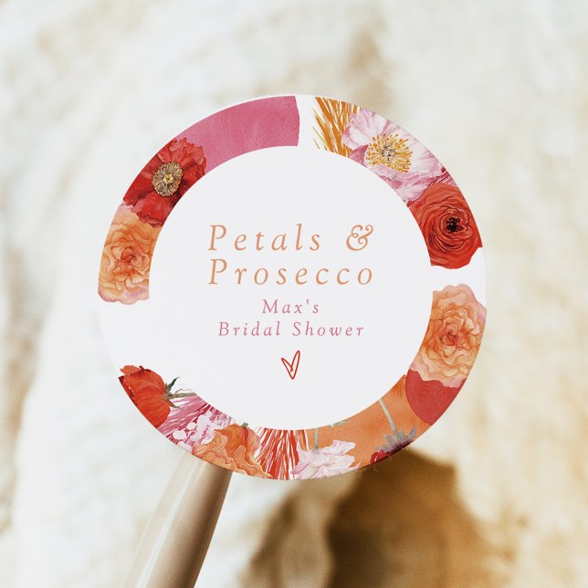 Sticker Rond Fleurs Florales MAX et Prosecco pour une Fête de M (Créateur téléchargé)