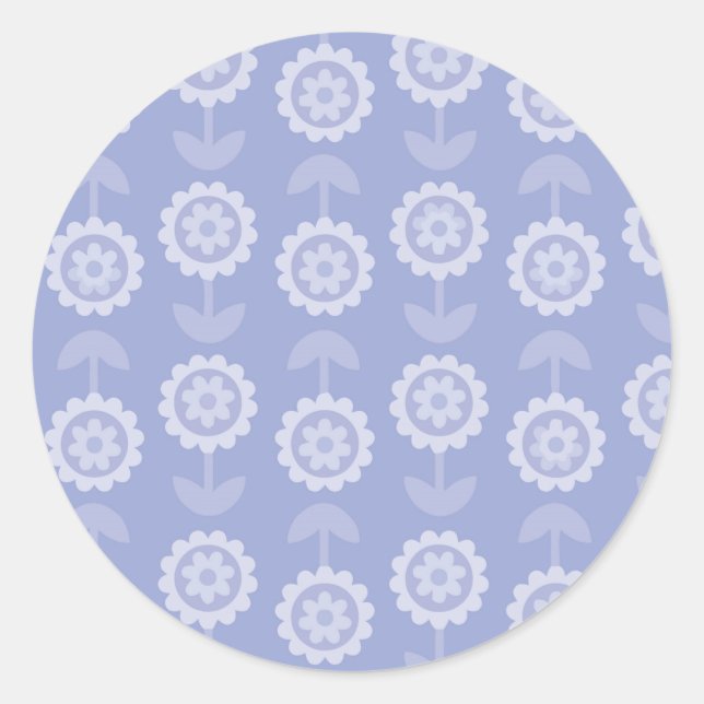 Sticker Rond Fleurs florales violettes d'art motif Abstrait (Devant)