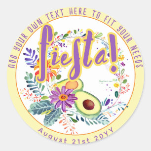 Sticker Rond Fleurs Folkart Avocado FIESTA personnalisées