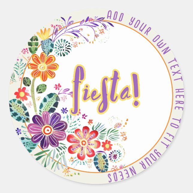 Sticker Rond Fleurs Folkart FIESTA personnalisées (Devant)