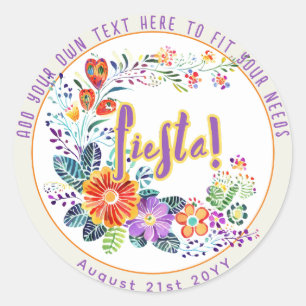 Sticker Rond Fleurs Folkart FIESTA personnalisées