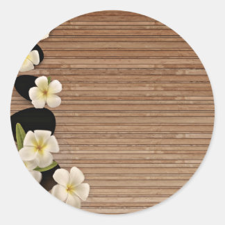 Sticker Rond Fleurs Frangipani blanches
