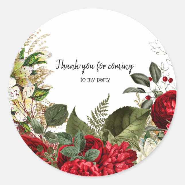 Sticker Rond Fleurs glam chic modernes pour toutes les occasion (Devant)