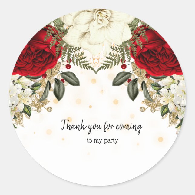 Sticker Rond Fleurs glam chic modernes pour toutes les occasion (Devant)