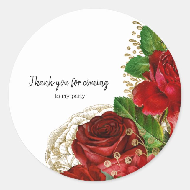 Sticker Rond Fleurs glam chic modernes pour toutes les occasion (Devant)