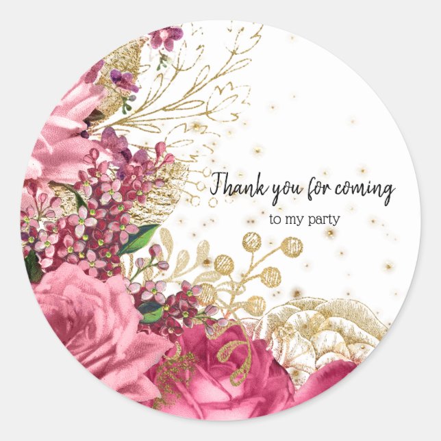 Sticker Rond Fleurs glam chic modernes pour toutes les occasion (Devant)
