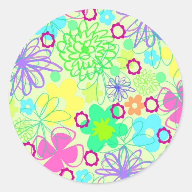 Sticker Rond Fleurs graphiques (Devant)